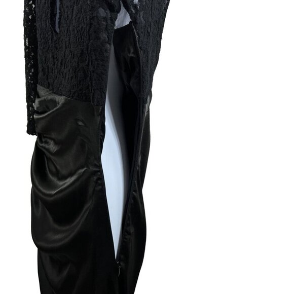 Ever Pretty Black Lace Satin Maxi Evening Gown Dress 8 Fairy Goth Minimalistic - Picture 9 of 16